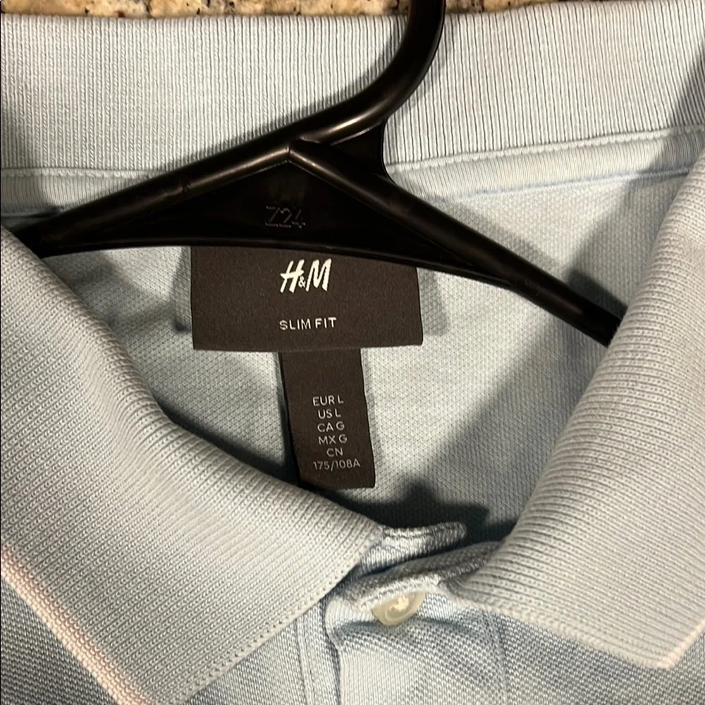 H&M Blue Polo Shirt Classic Short Sleeve - Picture 2 of 2